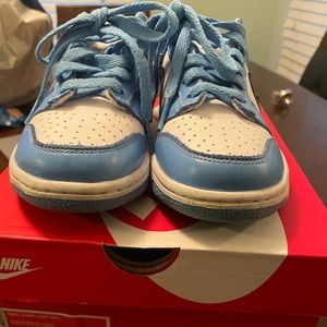 Blue and white dunks